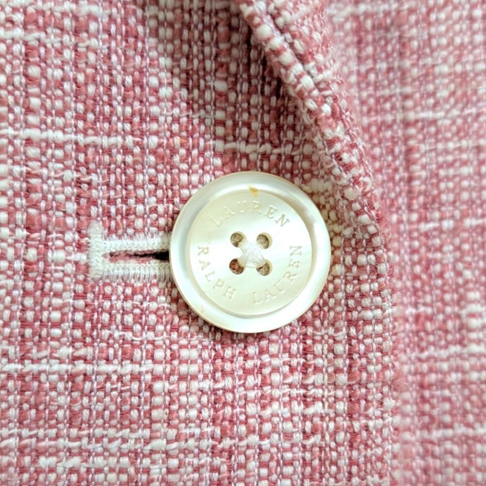 Lauren Ralph Lauren Pink Tweed Textured Shrunken Blazer 3/4 Sleeves - Size 8 - Picture 5 of 10